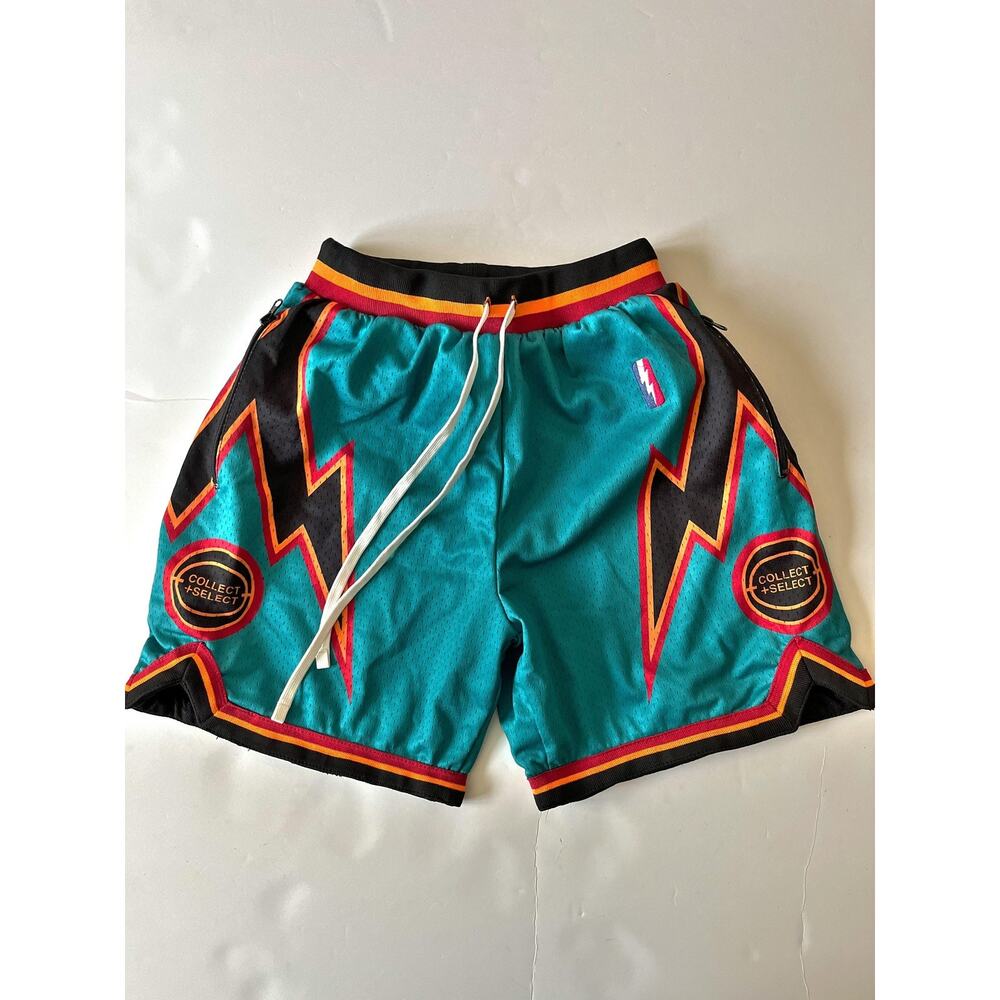 Collect+Select Swingman Shorts Men XS Teal 7 Inseam Mesh Lightning Basketball